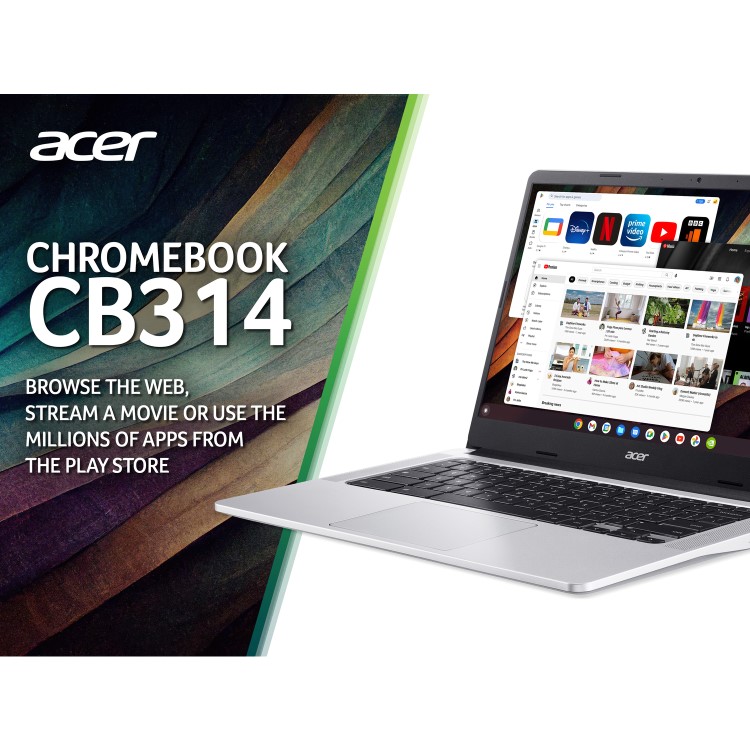 Acer 314 CB314-3HT-P36P Intel Pentium N5030 8GB RAM 128GB SSD 14 Inch Touchscreen Chromebook