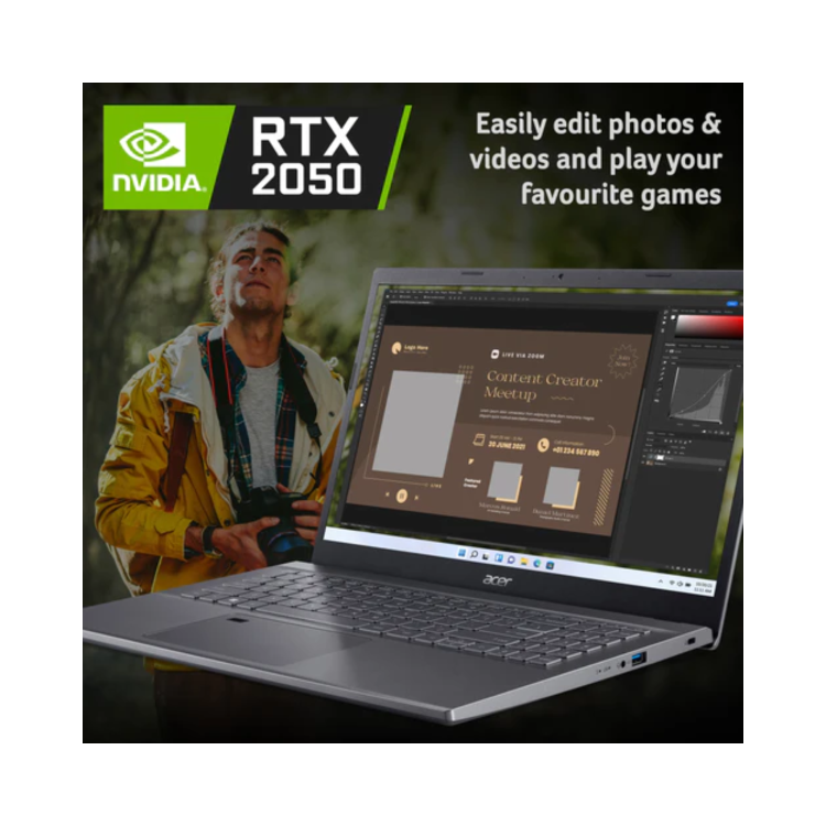 Refurbished Acer Aspire 5 A515-57G Core i5-1235U 8GB 512GB RTX 2050 15.6 Inch Windows 11 Gaming Laptop