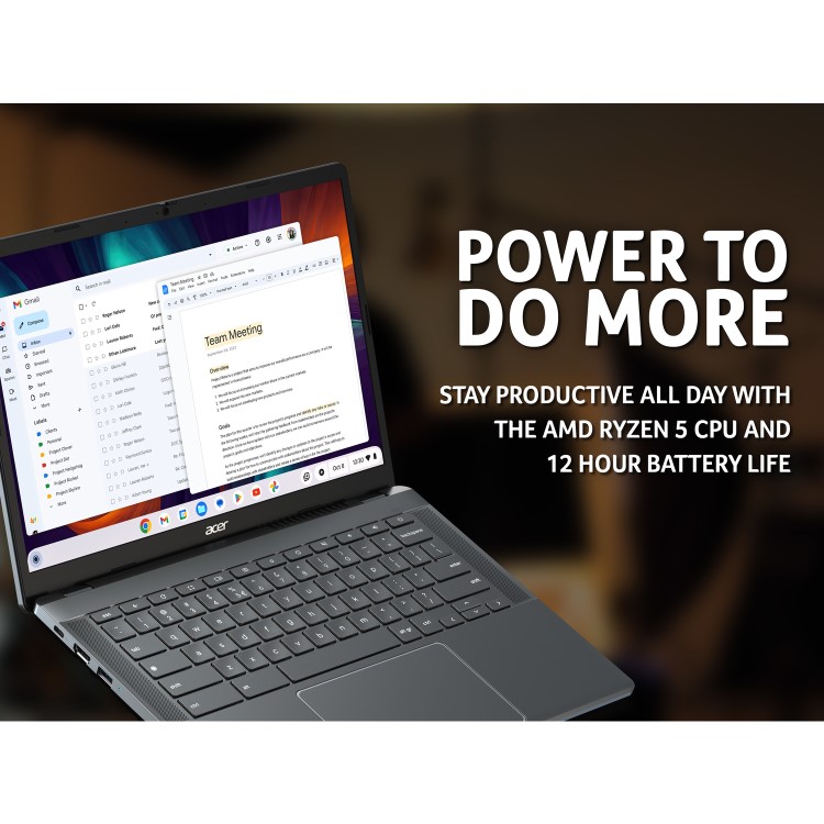 Acer 514 CB514-3H AMD Ryzen 5 7520C 8GB RAM 256GB SSD 14 Inch Chromebook Plus