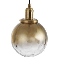 GRADE A1 - Box Opened Salerno Gold Smoked Glass Globe Pendant Light with Dimpled Effect