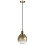 GRADE A1 - Box Opened Salerno Gold Smoked Glass Globe Pendant Light with Dimpled Effect