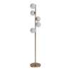 5 Light Brass &amp; Opal Glass Globe Floor Lamp - Salerno