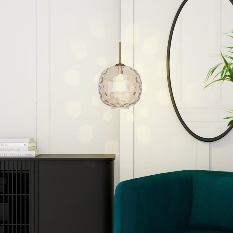 Amber Dimpled Gold Glass Pendant - Avellino