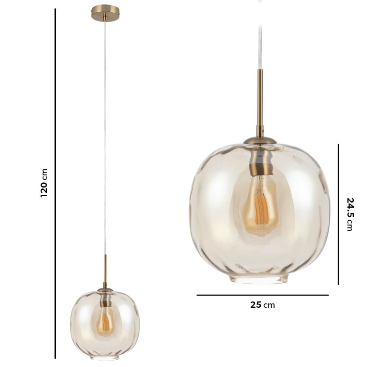 Amber Dimpled Gold Glass Pendant - Avellino