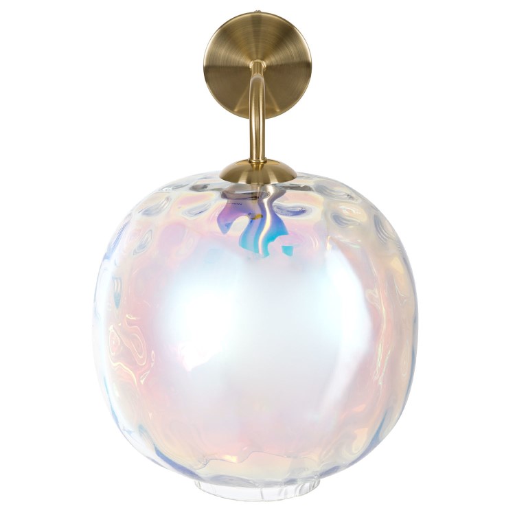 Iridescent Dimpled Smoked Glass Wall Light - Avellino