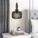 Dark Grey Ribbed Smoked Glass Pendant Ceiling Light - Biella
