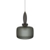 Dark Grey Ribbed Smoked Glass Pendant Ceiling Light - Biella