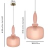 Pink Ribbed Smoked Glass Pendant Ceiling Light - Biella