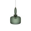 Green Ribbed Smoked Glass Pendant Ceiling Light - Biella