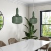 Green Ribbed Smoked Glass Pendant Ceiling Light - Biella