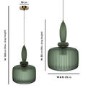 Green Ribbed Smoked Glass Pendant Ceiling Light - Biella