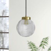 Ribbed Round Lantern Pendant Light with Brass Finish - Georgia