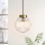 Ribbed Round Lantern Pendant Light with Brass Finish - Georgia