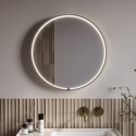 NYXBB600 Round Brass Heated Bathroom Mirror with Lights 600mm - Nyx