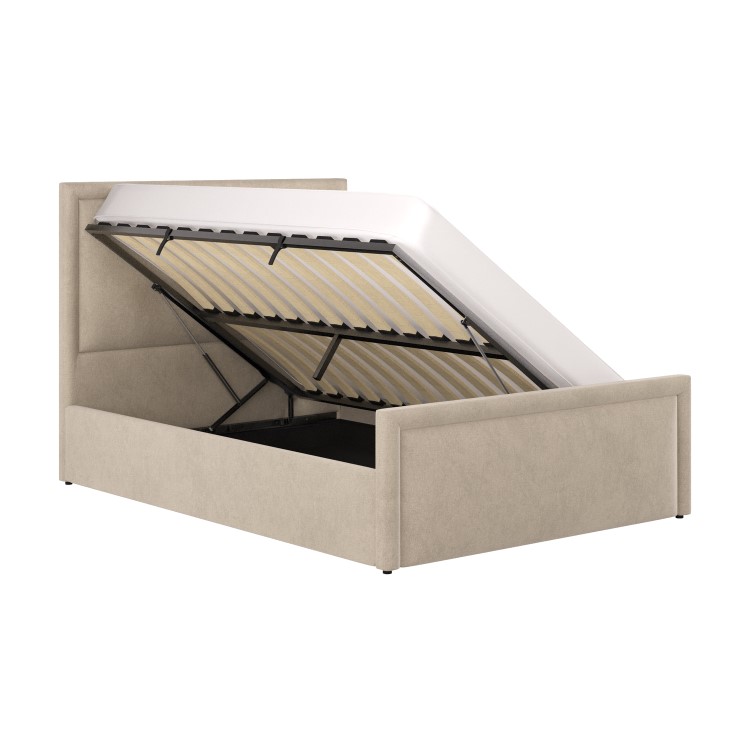 Beige Upholstered Double Side Lift Ottoman Bed - Joan