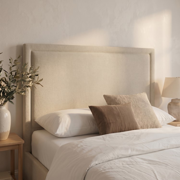 Beige Upholstered King Size Side Lift Ottoman Bed - Joan