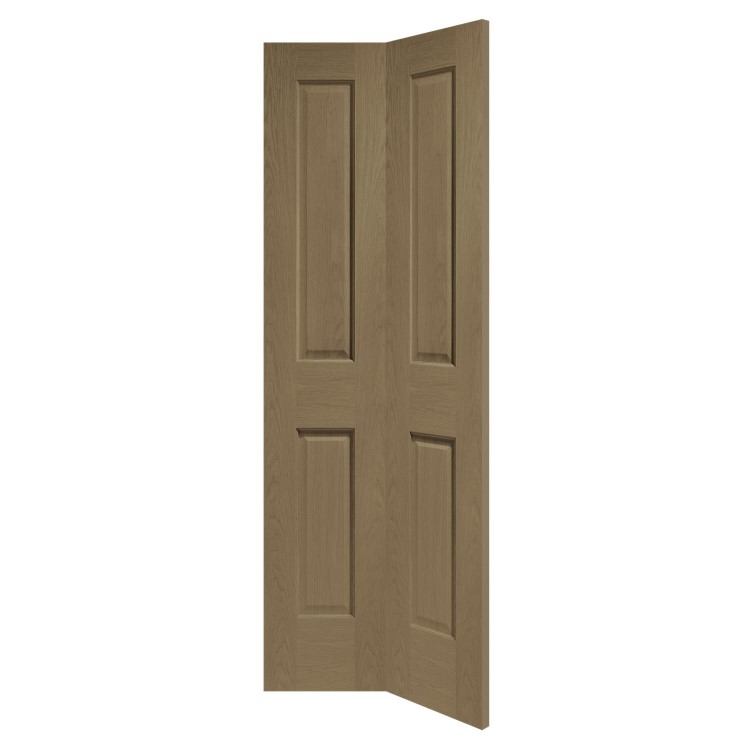 Internal Oak Victorian 4 Panel Bi-Fold Door - Unfinished, 1981 x 686 x 35 mm