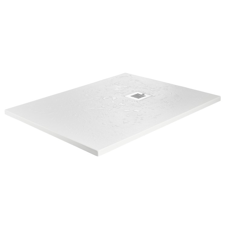 ALMOST PERFECT - 1200 x 800mm White Slate Effect Tray with Grate - Sileti 