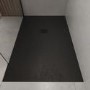1200x900mm Rectangular Shower Tray with Grate - Black Stone Resin Slate Effect - Sileti