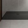 1200x900mm Rectangular Shower Tray with Grate - Black Stone Resin Slate Effect - Sileti