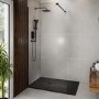 1200x900mm Rectangular Shower Tray with Grate - Black Stone Resin Slate Effect - Sileti