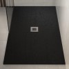 1400 x 800mm Black Slate Effect Shower Tray with Grate - Sileti