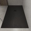 1400 x 800mm Black Slate Effect Shower Tray with Grate - Sileti
