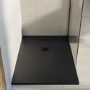 GRADE A1 - 1700x800mm Rectangular Shower Tray with Grate - Black Stone Resin Slate Effect - Sileti