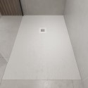 A2/OBN1480100 ALMOST PERFECT - 1400x800mm Stone Resin White Slate Effect Rectangular Shower Tray with Grate - Sileti