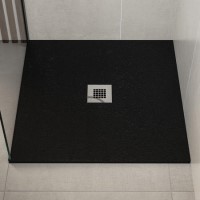 800x800mm Square Shower Tray – Slimline 27mm – Stone Resin – Anti-Slip – Black – Sileti