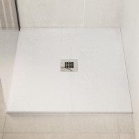 800x800mm Square Shower Tray – Low Profile 27mm – Stone Resin – White – Pearl