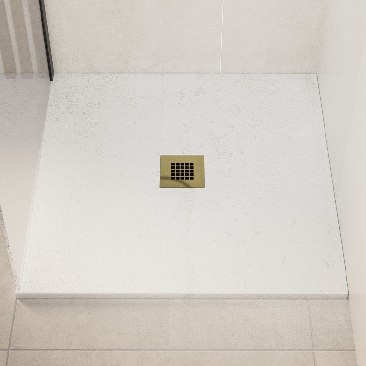 800x800mm Square Shower Tray – Low Profile 27mm – Stone Resin – White – Pearl