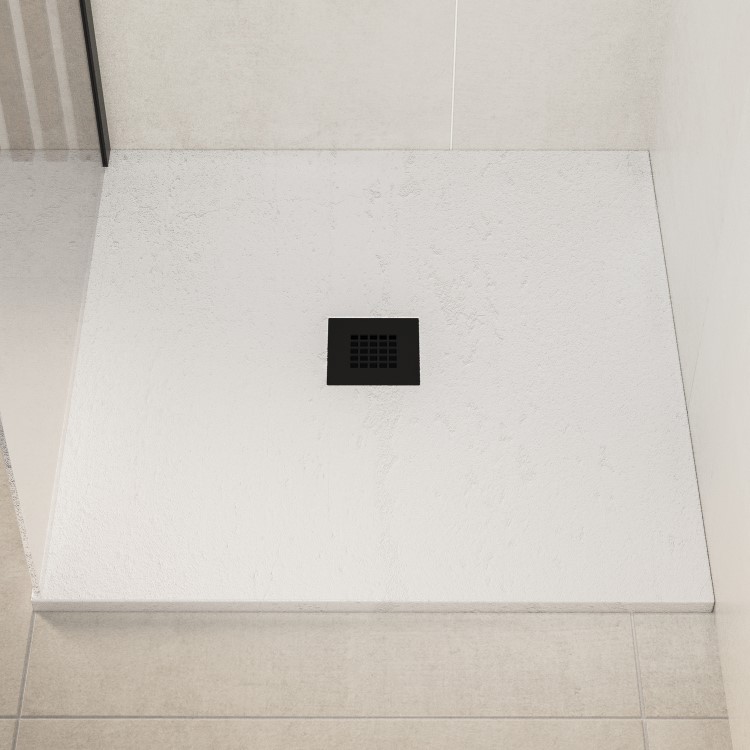 800x800mm Square Shower Tray – Low Profile 27mm – Stone Resin – White – Pearl