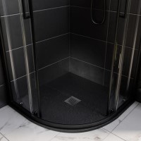 900x900mm Quadrant Shower Tray – Slimline 27mm – Stone Resin – Anti-Slip – Black – Sileti