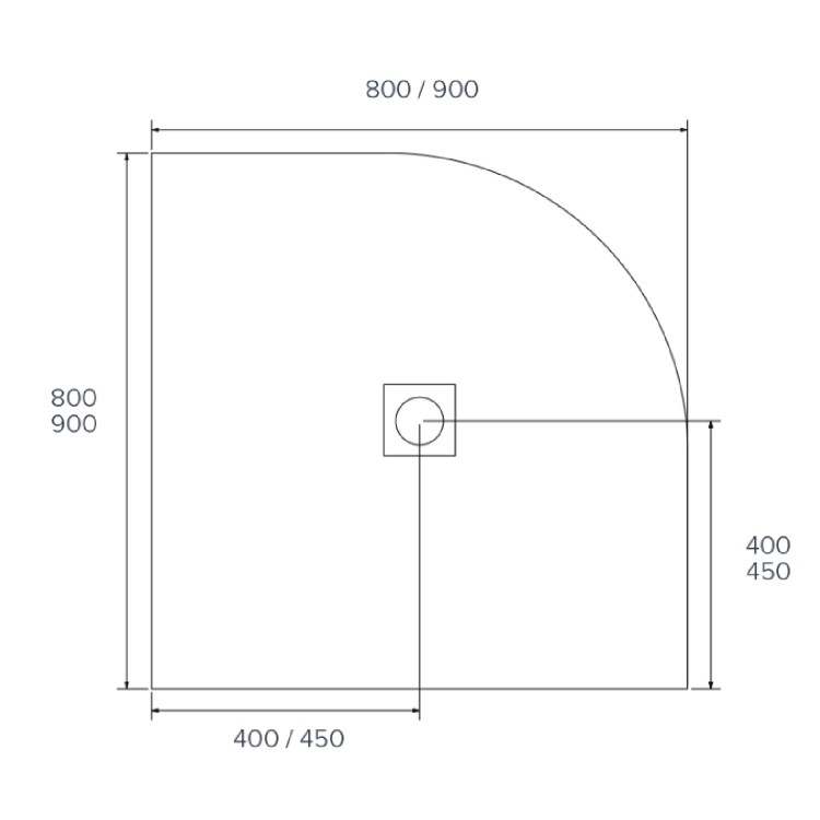 900x900mm Quadrant Shower Tray – Slimline 27mm – Stone Resin – Anti-Slip – Black – Sileti
