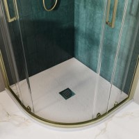 900x900mm Quadrant Shower Tray – Slimline 27mm – Stone Resin – Anti-Slip – White – Sileti