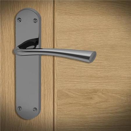 Internal Black Nickel Bathroom Lever Door Handle with Lock, Latch and Hinges Pack - 75mm Latch - Oder - XL Joinery