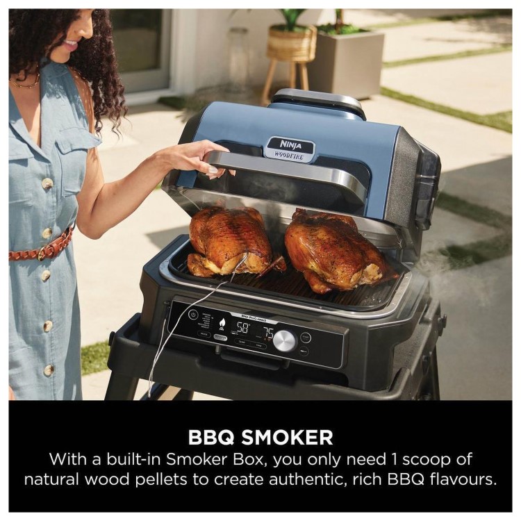 Ninja Woodfire Pro Connect XL Electric BBQ Grill & Smoker with Stand - OG901UK