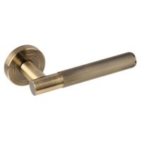 Internal Antique Bronze Bathroom Lever Door Handle with Lock, Latch and Hinges Pack - 75mm Latch - Oglio - XL Joinery