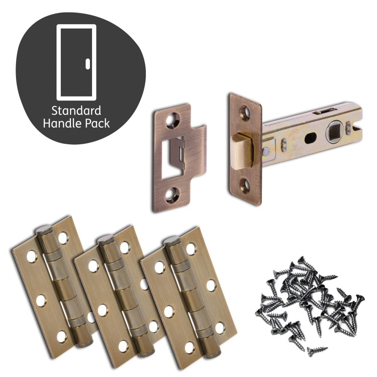 Internal Antique Bronze Lever Fire Door Handle with Latch and Hinges Pack - 75mm Latch - Oglio - XL Joinery