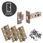 Internal Antique Bronze Lever Door Handle with Latch and Hinges Pack - 65mm Latch - Oglio - XL Joinery