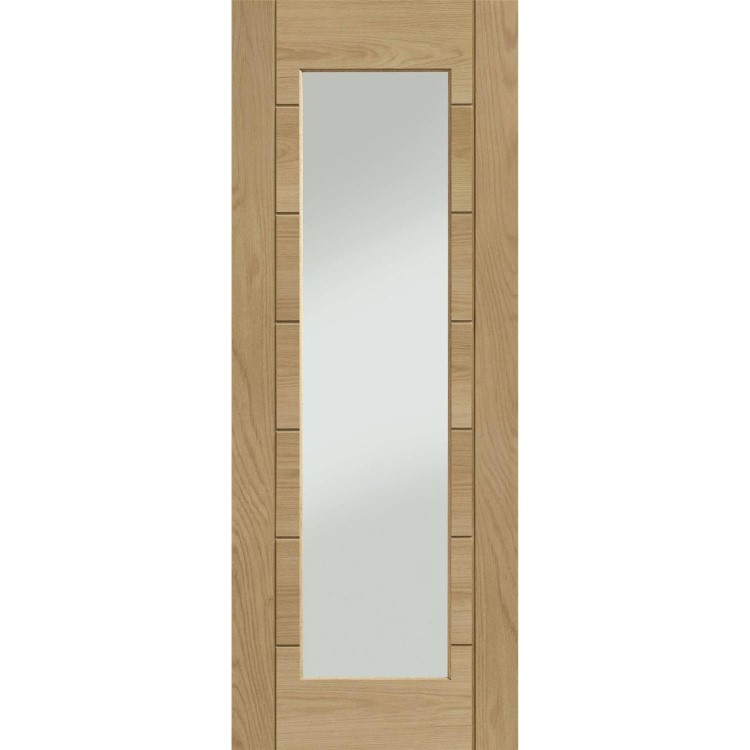 Internal Oak Fully-Glazed FD30 Fire Door with Clear Glass - Unfinished - 1981 x 686 x 44mm - Palermo Premium - XL Joinery