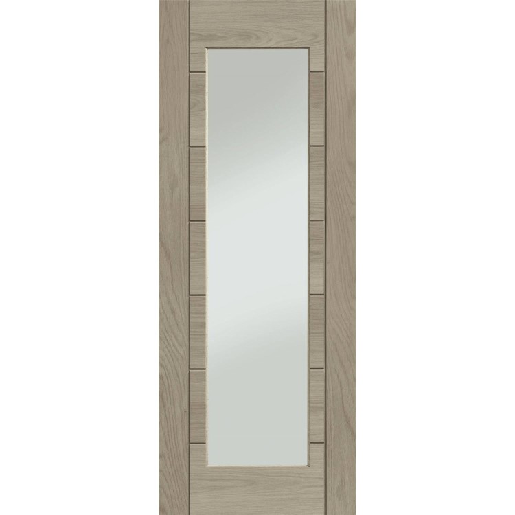 Palermo Original 1 Light Internal Oak Fire Door with Clear Glass (wide) - Unfinished, 2040 x 726 x 44 mm
