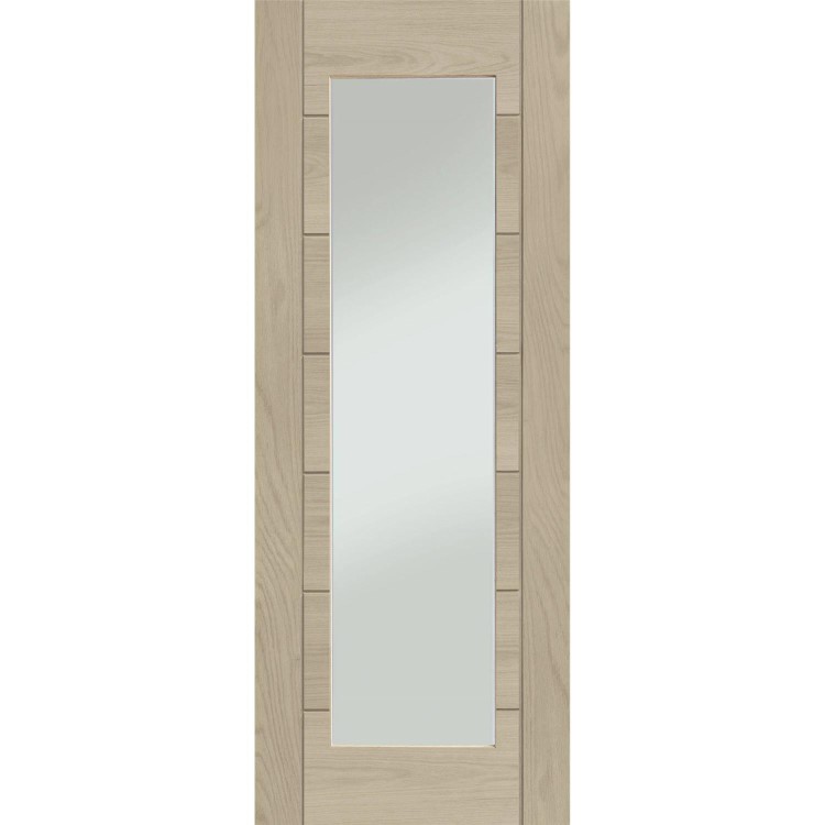 Palermo Original 1 Light Internal Oak Fire Door with Clear Glass (wide) - Unfinished, 2040 x 826 x 44 mm