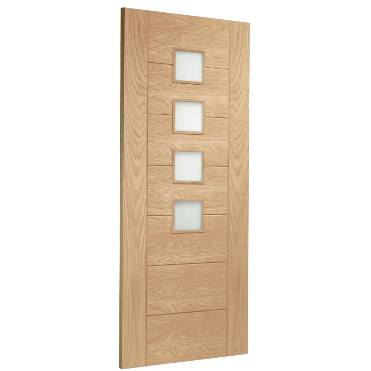 Internal Oak Door with Opaque Glass - Unfinished - 2032 x 813 x 35mm - Palermo Essential - XL Joinery