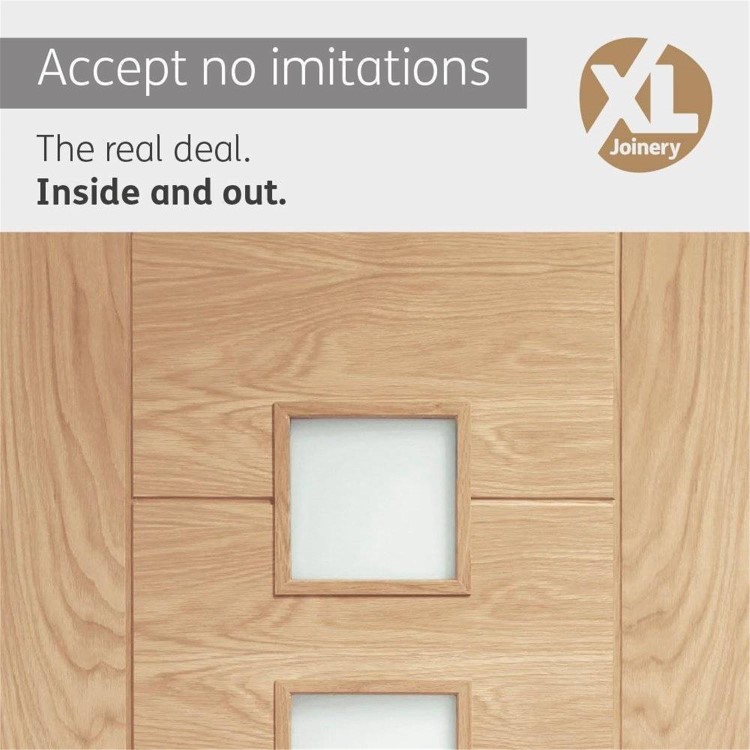 Internal Oak Door with Opaque Glass - Unfinished - 2032 x 813 x 35mm - Palermo Essential - XL Joinery