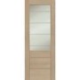 Palermo 2XG Internal Oak Fire Door with Clear Etched Glass - Unfinished, 1981 x 762 x 44 mm