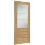 Palermo 2XG Internal Oak Fire Door with Clear Etched Glass - Unfinished, 2040 x 726 x 44 mm