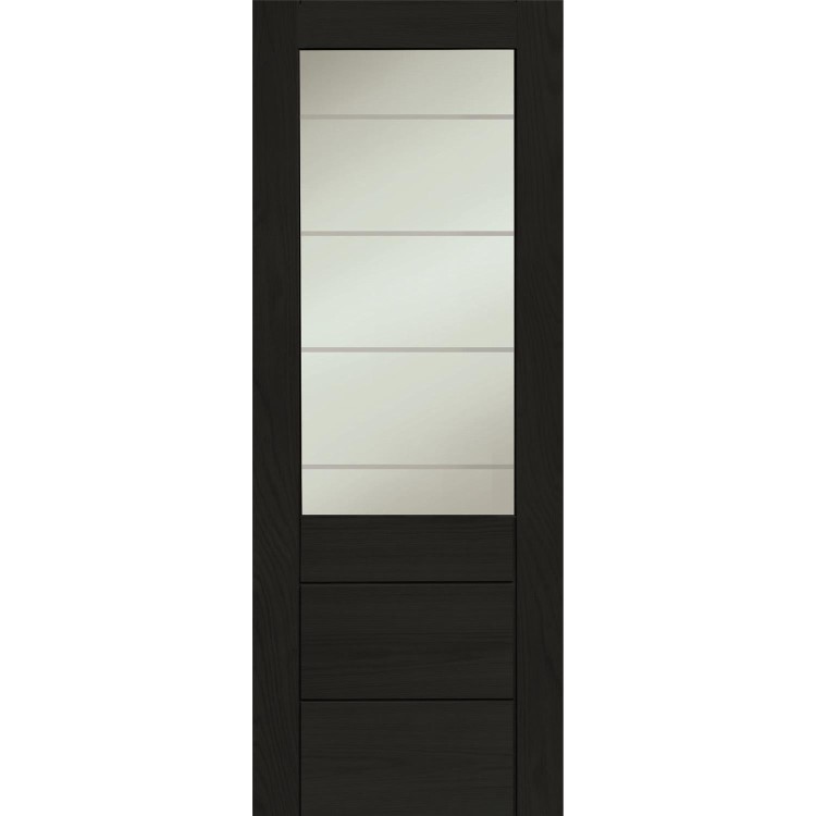 Palermo 2XG Internal Oak Fire Door with Clear Etched Glass - Unfinished, 2040 x 826 x 44 mm