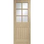 Internal Oak Half-Glazed Cottage Door with Clear Bevelled Glass - Unfinished - 1981 x 686 x 35mm - Suffolk - XL Joinery